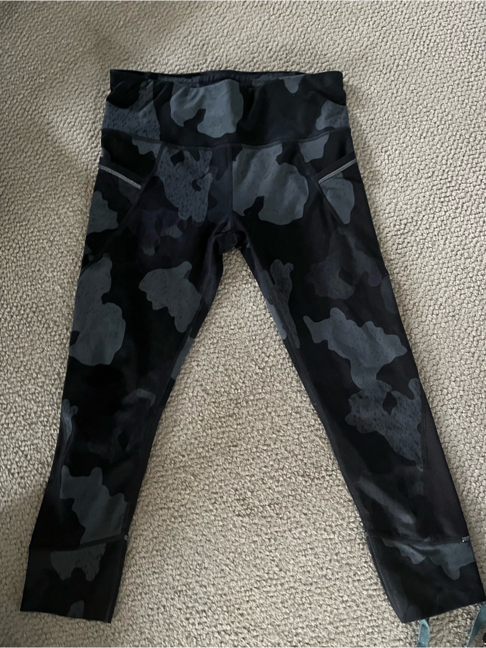Athleta Black Camouflage High-Rise Leggings cropped